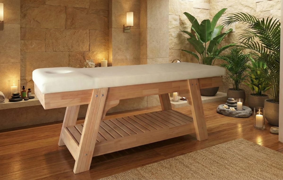 Kayın Masif A-Ayak Masaj Yatağı - Profesyonel Masaj Masası ve Sedyesi - Profesyonel spa ve wellness ekipmanı