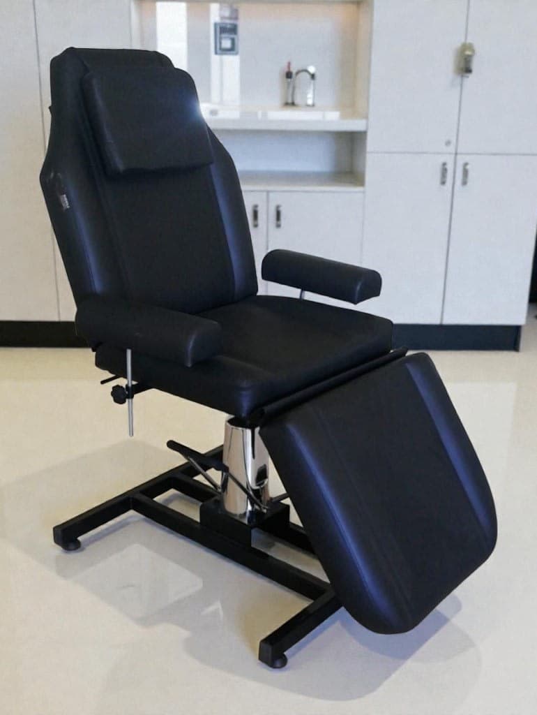 Siyah Hidrolik Cilt Bakım Yatağı - Leke Göstermeyen Siyah Deri Estetik Koltuğu - Profesyonel spa ve wellness ekipmanı