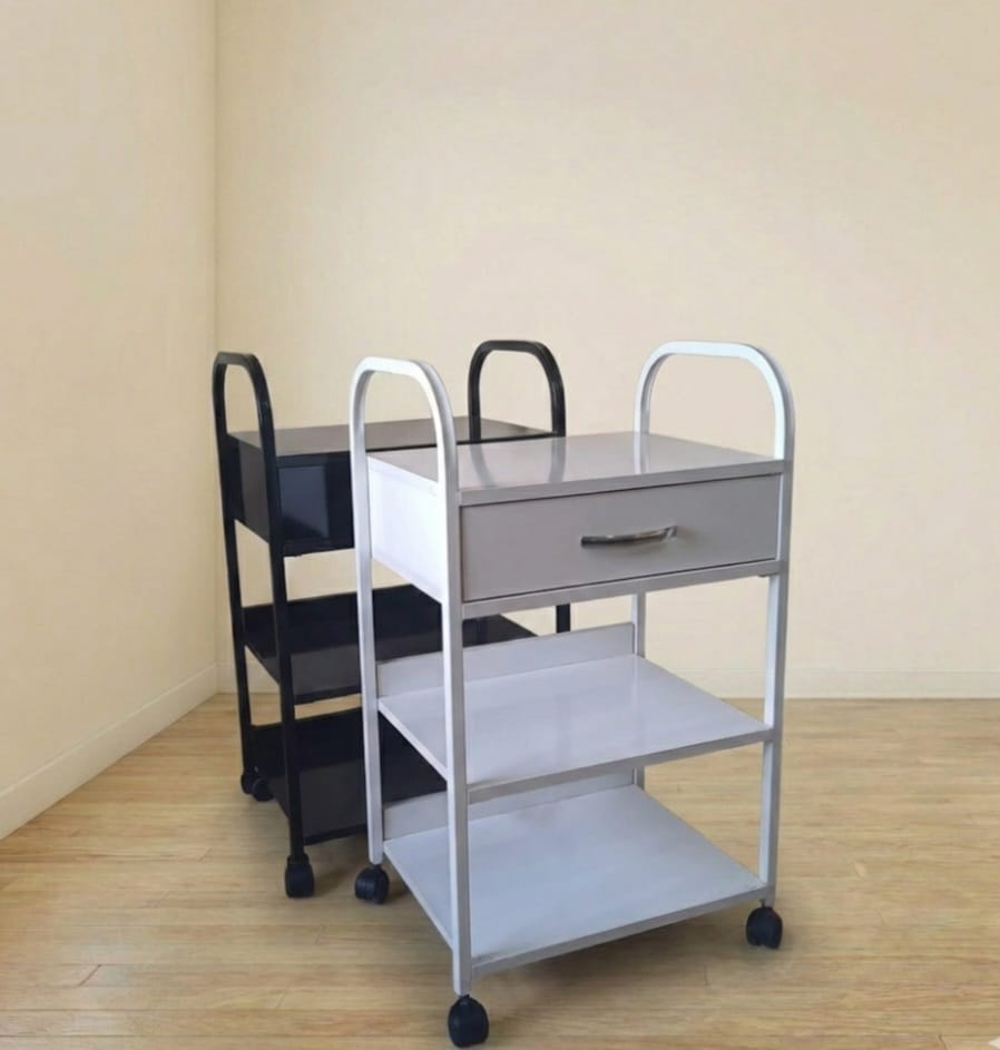 Tek Çekmeceli Metal Etejer - Tekerlekli Cilt Bakım ve Spa Arabası - Profesyonel spa ve wellness ekipmanı