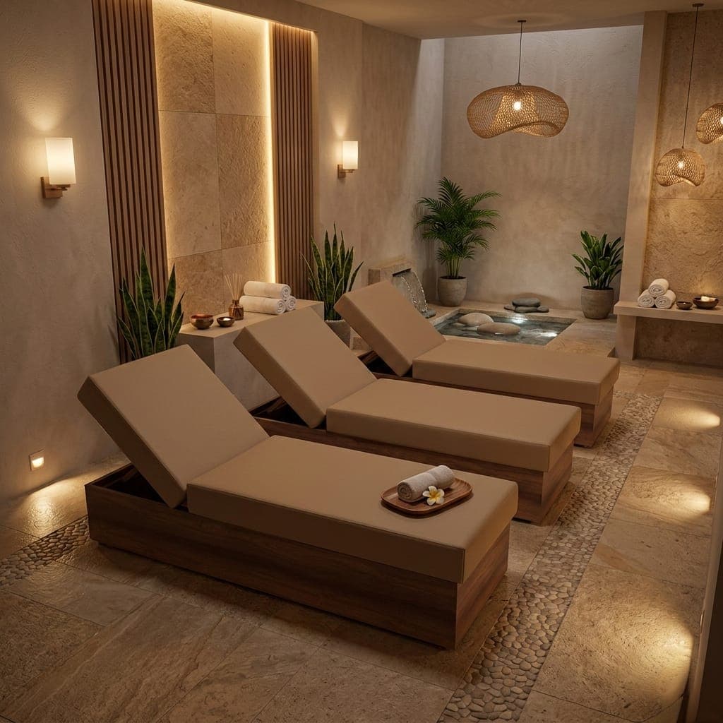 Ahşap Görünümlü MDF Lam Spa Dinlenme Yatağı - Profesyonel spa ve wellness ekipmanı