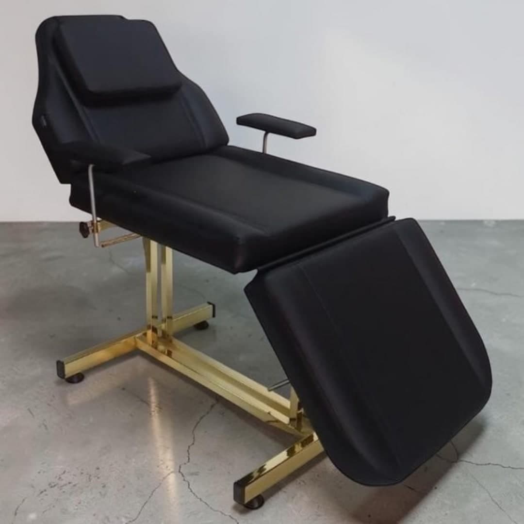 Siyah & Gold Manuel Cilt Bakım Yatağı - Sabit Şaseli Estetik Koltuğu - Profesyonel spa ve wellness ekipmanı