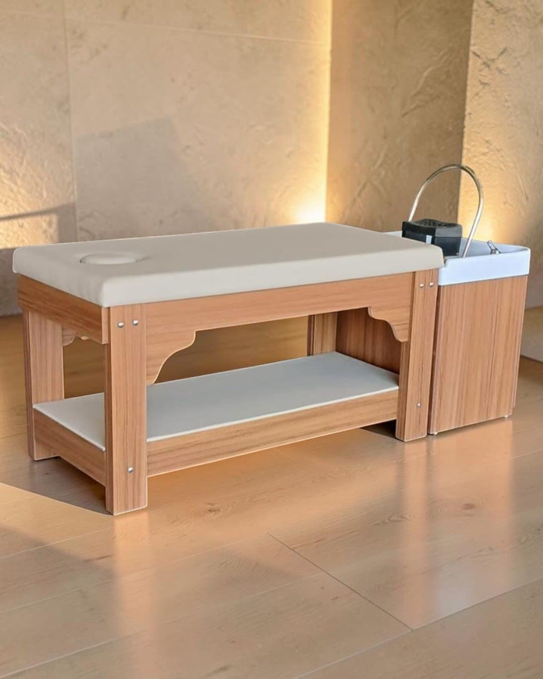Ahşap Tasarımlı Kafa Masaj Sedyesi ve Head SPA Yatağı - Profesyonel spa ve wellness ekipmanı